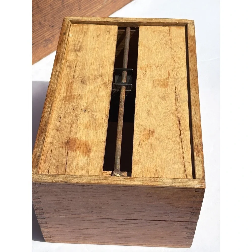 Vintage Mid-Century Oak  Index Card Recipe Photo Storage Box Farmhouse Decor